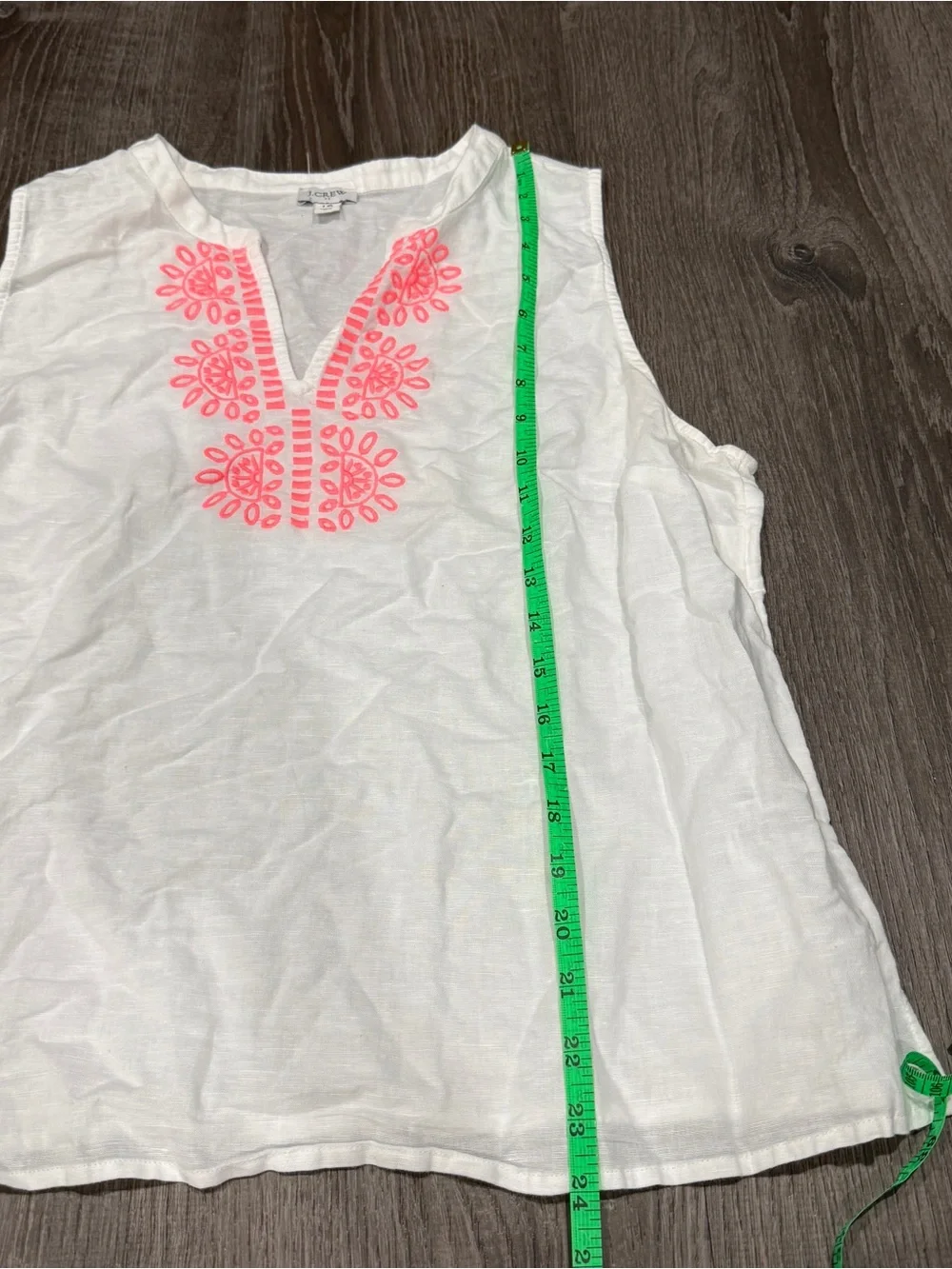 J Crew White and Pink Linen Tank Top